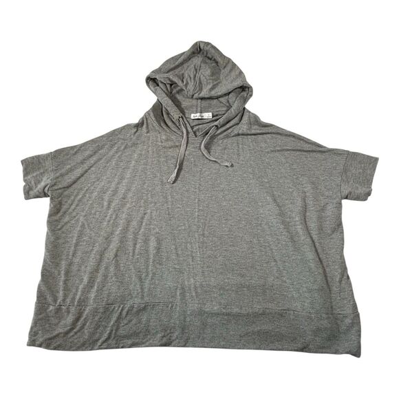 ANOTHER LOVE Boxy Hooded Tee Cropped Gray T Shirt Oversized - Picture 1 of 9
